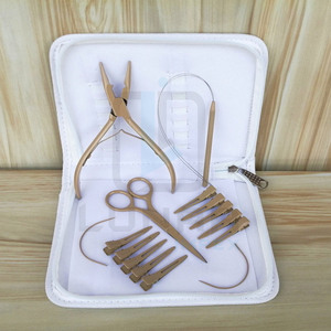 Alicates de extensión de cabello, herramientas y accesorios de Color, Kit de Funda de cuero blanco, tamaños de Micro anillos, con cable de bucle - Product Image 2