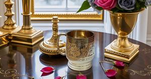 Elegant Mughlai Designed Handmade Brass <b>Cup</b> with C-Shape Handle 6 Ounce Capacity Glass Beer Steins - Product Image 5