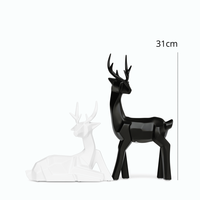 Sculpture murale géométrique minimaliste moderne en forme de cerf, en céramique noire et blanche, 25 cm, décoration d'intérieur, cadeau, fabriqué en Italie, unisexe