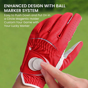 JNM SAFETY Gants de golf gauchers pour hommes avec marqueur de balle en cuir pour droitier Poignées respirantes en cuir véritable Pack de sport - Product Image 3