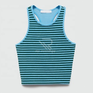 Chaleco con Logotipo Personalizado, Top Corto de Verano para Mujer, de Algodón Acordonado - Product Image 6