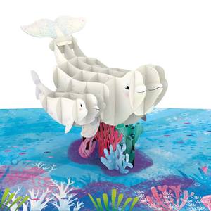 Carte de vœux 3D pop-up artisanale sur le thème du dauphin mignon, carte pop-up 3D pour la fête des mères, carte de vœux en papier artisanal - Product Image 1