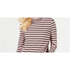 Cardigan da donna Charter Club fatto a mano a righe con collo alto, traspirante, fantasia leopardata, casual, lungo, per l'inverno, rosa, taglia petite, con chiusura frontale - Product Image 2