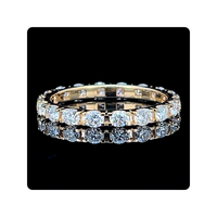 Alliance éternelle en or blanc 14 carats avec diamants 0,10 CT, design de bague de mariage de qualité supérieure, cercle complet