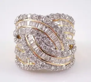 Anillo de Compromiso para Mujer TISHYA DIAMOND, Plata de Ley 925, Chapado en Oro Amarillo, Blanco y Rosa de 14K, Moissanita Real Tallada de 1.20 Ct - Product Image 1