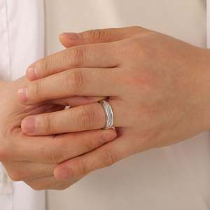 Jeulia Classic Emerald Cut Men's <b>Eternity</b> Band Sterling <b>Silver</b> Wedding <b>Ring</b> with Zircon - Product Image 5