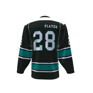 Venta al por mayor: Conjunto de camiseta de hockey sobre hielo 100% poliéster de secado rápido, el mejor set OEM personalizado, transpirable, sublimado para equipos, 220g, ¡gran oferta! - Product Image 3