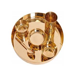 Cena de alta calidad Thali Set Forma redonda Tamaño personalizado Thali Set Latón Color dorado Thali Set de fabricación en India - Product Image 2