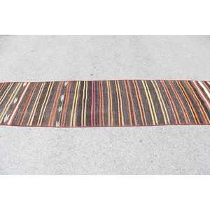 Vintage Turkish Rug, 2.2x12.6 ft <b>Runner</b> Rug, Brown <b>Red</b> Oriental Rug - Product Image 3