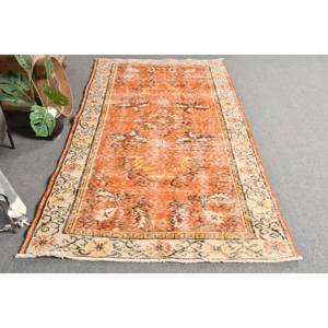 พรมตุรกีโบราณขนาด3.9x7.5ฟุตพรมยางขนสัตว์โพลีเอสเตอร์ขนสัตว์คลาสสิกทรงสี่เหลี่ยมผืนผ้าสีส้มเบจคลาสสิก - Product Image 4