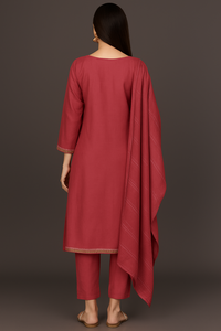 ชุดสلوار คามีซ ผ้าเรยอนผสมปักลาย พร้อมกระเป๋าพอตลี 3 ชิ้น ชุดชาติพันธุ์สำหรับร้านค้าปลีก สีพีช ม่วง เทา - Product Image 4