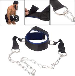 Arnés de cuello para levantamiento de pesas – Arnés de cabeza ajustable con cadena de acero para entrenamiento de cuello, fuerza muscular y fitness - Product Image 6