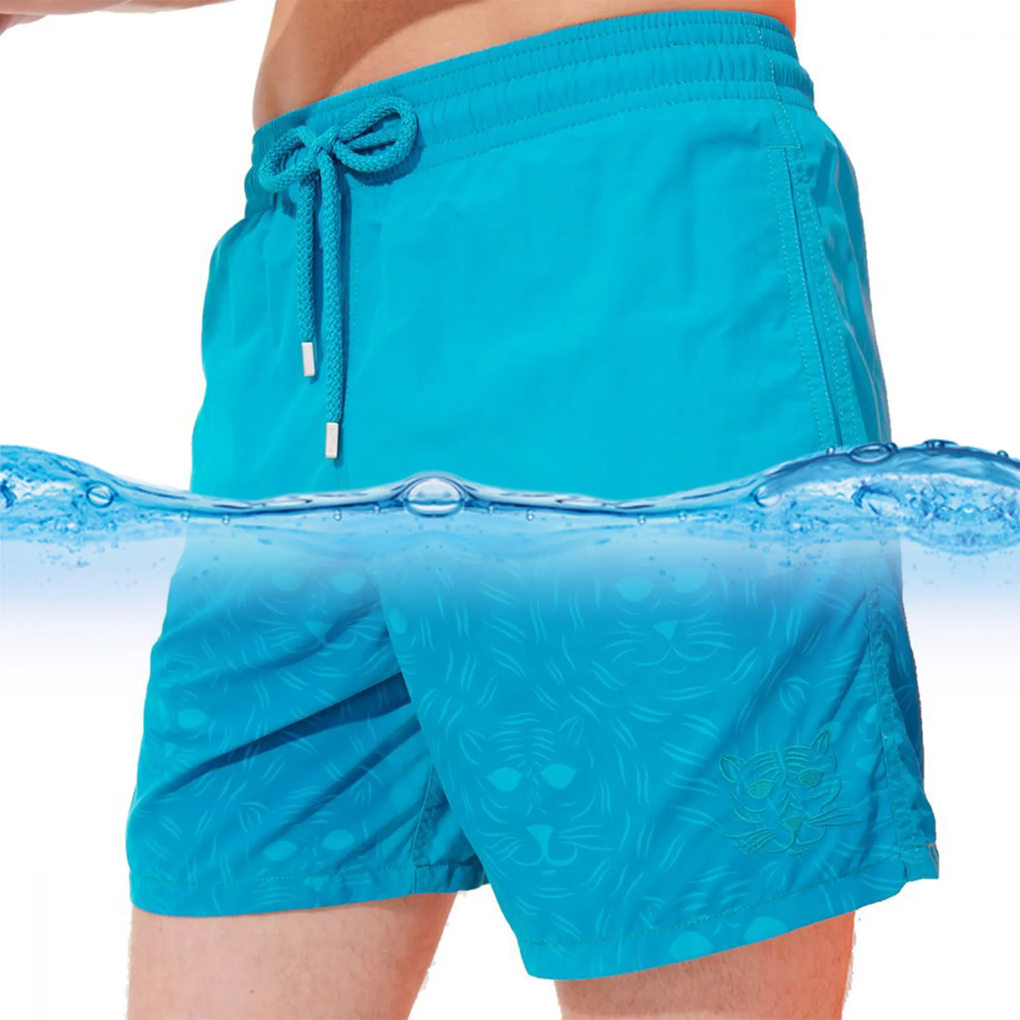 कस्टम मुद्रण Mens परिवर्तन रंगीन पानी प्रतिक्रियाशील सूट तैरना चड्डी