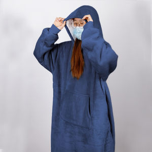 Venta caliente de punto personalizado tejido Simple gigante Sudadera Capucha felpa franela polar Anti-Pilling adultos barato invierno usable - Product Image 1