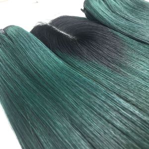 Lot de cheveux humains vietnamiens 100g avec closure, vert, lisses comme de la soie - Product Image 2