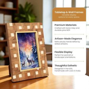 Marco de Fotos Moderno Rústico de Hueso, Incrustaciones Geométricas de Resina, Hecho a Mano, Personalizable, Decorativo, para Mesa, Sala de Estar, Dormitorio - Product Image 3