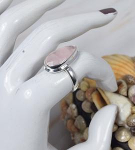 แหวนเงินสเตอร์ลิง925แหวนโรสควอตซ์925แหวนพลอยสีเงินสเตอร์ลิงเดือนแรกคลอดพลอยลูกแพร์เรียบของขวัญสำหรับเธอ - Product Image 2