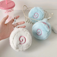Sac à maquillage en peluche miniature mignon en forme d'écouteur, pochette à fermeture éclair légère pour le rangement des cosmétiques, des bijoux et des câbles