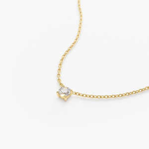 14k Gold Diamond Solitaire <b>Necklace</b> 14k Gold Layered Pendant Dainty Diamond <b>Necklace</b> Minimalist Delicate Jewelry for Women - Product Image 3