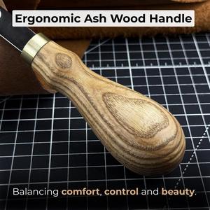 มีดตัดขอบหนัง ใบมีดคมกริบ ผลิตด้วยมือจากเหล็กคุณภาพสูง ด้ามจับตามหลักสรีรศาสตร์ เครื่องตัดขอบหนัง DIY ของขวัญสำหรับผู้ชาย - Product Image 4