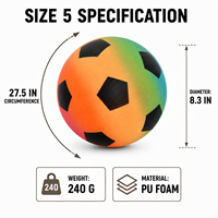 Ballon de football d'entraînement en mousse PU taille 5, toucher doux, fabrication directe usine, taille personnalisée OEM, vente en gros, ballon de football silencieux