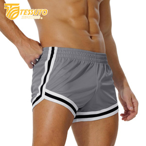 Haute qualité hommes et femmes Gym Fitness athlétique Shorts de course séchage rapide respirant maille rayé fermeture éclair poches plaine teint - Product Image 6