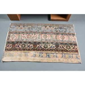 Tapis en laine traditionnel Beige brun 2.6x4.3ft Design Patchwork fait à la main pour salon chambre tapis Rectangle turc Latex - Product Image 3