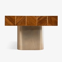 Moderner Designer-Wohnzimmertisch Rechteckiger Massivholz-Couchtisch mit Geometrischer Tischplatte Dekorativer Tragbarer Beweglicher Metallfuß