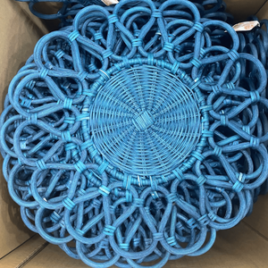 Hand <b>Woven</b> Natural Bamboo Rattan Flower Plate Non-slip Decorative Kitchen Table Mat Waterproof <b>Coaster</b> Wicker Made in Viet Nam - Product Image 3