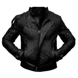 En's Winter Outdoor Chaqueta de cuero genuino Plain Dyed Black High Quality Fashion Warm Climated al por mayor