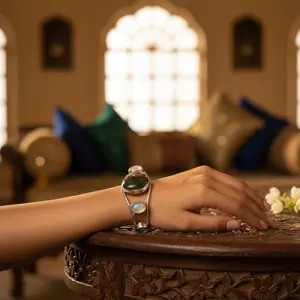 Brazalete de Plata de Ley 925 con Piedras Preciosas para Mujer, Accesorios de Moda - Product Image 2