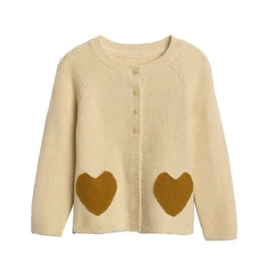 Casual Women's Knitted Cotton/Wool <b>Cardigan</b> Sweater Heart Embroidery Button for Sorority Fraternity Wear <b>Front</b> Logo - Product Image 2
