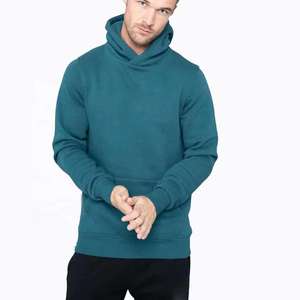 Sweat à capuche ajusté pour homme en coton French Terry uni avec cordon de serrage et poches latérales, tissu tricoté d'hiver ODM - Product Image 4