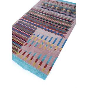 Alfombra Freedom Manchaha Rosa y Morada, Tejida a Mano con Lana y Seda de Bambú, Patrón Geométrico, Tamaño 9x12, para Decoración de Sala de Estar Juvenil - Product Image 2
