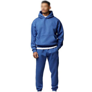Bleu Couleur Pull Homme Survêtements Coton Polaire Sportswear Formation et Jogging Porter Survêtements 2 Pièces Ensembles À Capuche et Jogger - Product Image 1