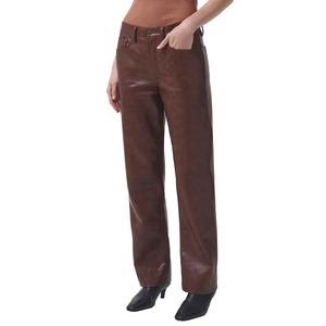 กางเกงเอวกลางหนัง PU สำหรับผู้หญิงกางเกงสไตล์ซักได้สำหรับฤดูหนาวออกแบบโลโก้ได้ตามต้องการแบบมืออาชีพ2025 - Product Image 6