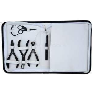 Kit d'outils pour extensions de cheveux noirs, pince pour extensions de cheveux à micro-anneaux, pince pour extensions de cheveux à ruban, coupe-fil, crochet, clips et aiguilles courbées - Product Image 5