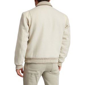 High Quality Men's <b>Wool</b>/Leather Solid Finished Varsity Jacket Breathable Windproof Stylish Durable Outerwear for Casual Sports - Product Image 5