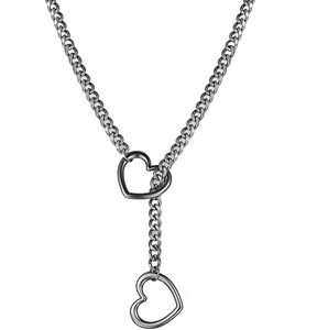 Collier pendentif gothique unisexe transfrontalier, style punk tendance, rond, en forme de cœur, en acier inoxydable foncé et délicat - Product Image 1