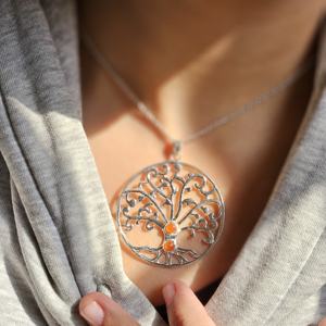 Cornalina Árbol DE LA VIDA Colgante de plata Gran elegante Árbol DE LA VIDA Encanto para mujer - Product Image 4