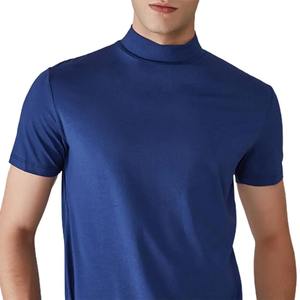 T-shirt pour homme à demi-col haut Slim Fit T-shirt d'été décontracté à manches courtes de couleur unie élastique pull fin T-shirts pour hommes - Product Image 3