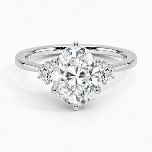 Tendencia Oval Cut Lab Grown Diamond 14K Oro blanco Tres piedras Joyería Anillo de compromiso Por estilo de lujo Moda Proveedor confiable - Product Image 1