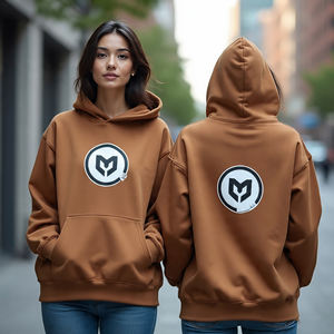 2025 sweats à capuche avec logo personnalisé jogging brodé pull à capuche épais surdimensionné/100% coton et couleur unie respirant - Product Image 3