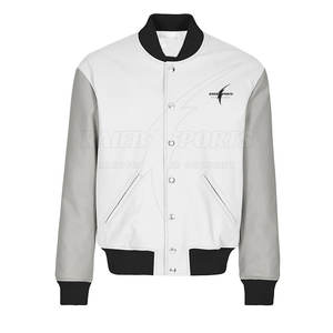 Chaqueta de lona de lana de alta calidad para hombre, estilo Letterman, manga larga, transpirable, cuello alto, cierre de cremallera, invierno, OEM, venta al por mayor, nueva colección. - Product Image 1