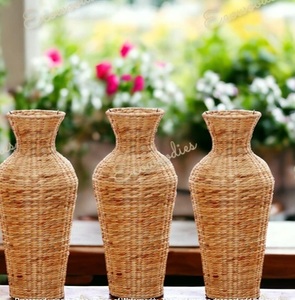 Maceta de bambú natural hecha a mano, jarrón de mimbre estilo Art Deco, decoración del hogar para flores artificiales, Juego de 2 - Product Image 3