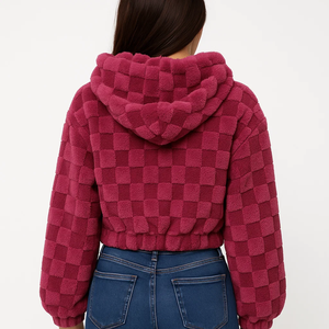 <span class=keywords><strong>Cappotto</strong></span> in pile con cappuccio con cerniera larga Plus Size per donna a manica lunga <span class=keywords><strong>fucsia</strong></span> Casual alla moda invernale Casual all'ingrosso - Product Image 2