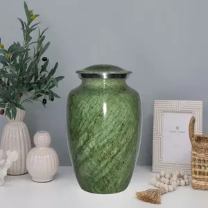 Urne funéraire en pierre de marbre vert, Urnes en marbre pour cendres, Urnes de crémation classiques vertes pour adulte - Product Image 6