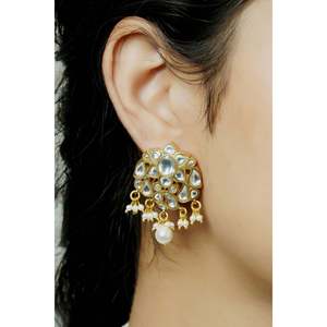 Swarn 925 Sterling <b>Silver</b> Gold Plated Flower <b>Necklace</b> & Earring <b>Set</b> Crystal Rhinestone Polished Fine Bridal Jewelry for Weddings - Product Image 4