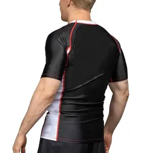 Traje de baño de manga corta para hombre, ropa de baño ajustada, color blanco, con Logo impreso personalizado, venta al por mayor - Product Image 4