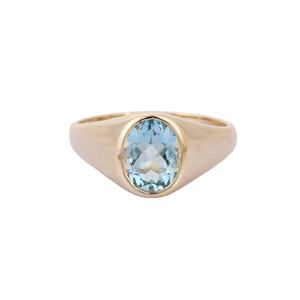 Anillo de GEMA de Aguamarina ovalada Natural para hombres, joyería de moda, oro amarillo sólido de 14K, piedra de nacimiento, hecho a mano - Product Image 2